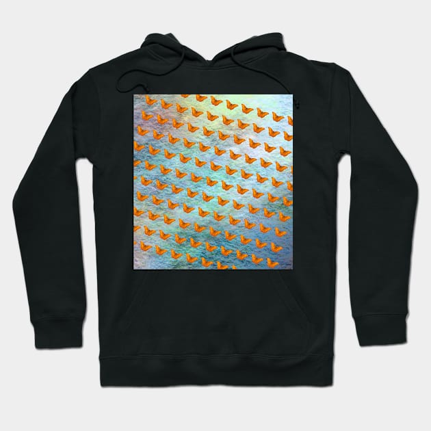 Orange butterflies flying in formation Hoodie by hereswendy